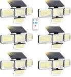 Mokot Solar Outdoor Lights, 288LED IP65 Waterproof Motion Sensor Outdoor Lights with Remote Control, 2800LM 4 Heads Solar Flood Wall Lights for Outside Yard - 6PACK Cool White