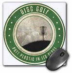 3dRose LLC 8 x 8 x 0.25 Inches Mouse Pad, Putt Plastic in Place Number 12, Silhouette of Frisbee Disc Golf Basket on Hillside (mp_39409_1)