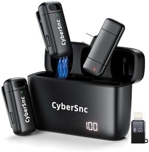 Cybersnc Wireless Microphone, Noise Reduction Wireless Mic with Charging Case for Video Recording Interview Youtubers Compatible with Type-C & iPhone(Dual Channel Universal Version)