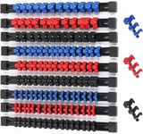 SWANLAKE Organizer Socket Holder, 9PCS 1/4-Inch x 48, 3/8-Inch x 45, 1/2-Inch x 36 Clips, Premium Quality Socket Rail Holder (9PC)