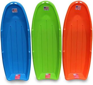 Flexible Flyer Lightning Snow Sleds for Kids & Adults. Plastic Toboggan Sand Slider 48” 3-Pack, blue/green/orange (648-3PK)