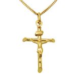 Alexander Castle Solid 9ct Gold Crucifix Necklace for Women - Gold Cross Necklace Pendant with 18" 9ct Gold Chain & Jewellery Gift Box - 26mm x 18mm