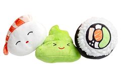 Pearhead Pet Plush Sushi Bento Dog Toys, Set of 3, Pet Toys, Pet Gifts