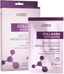 AZURE Collagen & Hyaluronic Acid Anti Aging Under Eye Pads - Lifting & Moisturizing Eye Mask Patches - Reduces Fine Lines, Wrinkles, Dark Circles & Puffiness - Skin Care Made in Korea - 5 Pairs