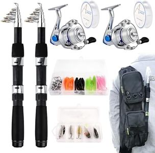 Telescopic Fishing Rod Reel Kit 2pcs 6.89FT Collapsible Spinning Pole Reel Combo Compact Fishing Lures Tackle Accessories Lightweight Travel Fishing Gear Set for Saltwater Freshwater Fishermen Gift