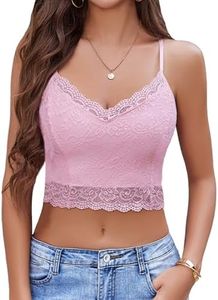Avidlove Lace Bralette Bustier Corset Fitness Casual Basic Crop Top(Pink, M)