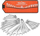 ValueMax Mechanics Wrench Set Metric and Standard, 20PCS Complete Combination Wrenches Roll Set. SAE 1/4" to 3/4", Metric 6mm to 18mm, Full Wrench Set with Roll up Pouch