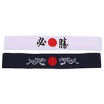 Lurrose 2pcs Japanese Hachimaki Headbands Headband Bushido Karate Training Hairband Sports Headwear (Certain Victory Dragon Pattern)