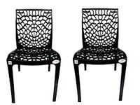 EVEREST MOLDED FURNITURE Web Series Cafe/Restaurant/Garden/Home Outdoor Plastic Chair - (Set of 2 Pieces) (Black)