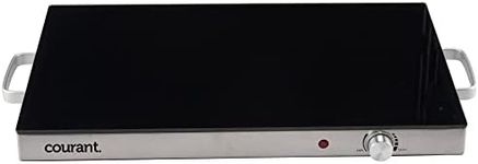 Courant Portable Electric Warming Tray with Adjustable Temperature Control, Ceramic-Glass Top 24" x 15" Keeps food Hot for Buffets, Restaurants, Parties, Dinner, Countertop or Tabletop Stainless Steel