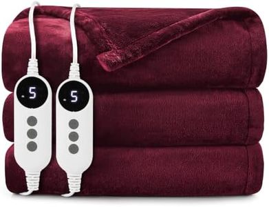 HYLEORY Heated Electric Blanket Throw, 2-Layer Cozy Soft Flannel 84" x 90", Heating Blanket with 9 Heating Levels, 2/4/6/10 Hours Auto Off, Fast Heating Warm Winter Blanket, Red