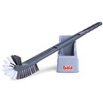 Gala Double Hockey Shape Toilet Cleaner Brush with Holder Stand, Toilet Cleaning Brush for Western and Indian Toilet, Bathroom Brush for Toilet Cleaning (Gray,Pack of 1)