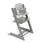 Stokke Tripp Trapp High Chair (Storm Grey) with Cushion OCS (Nordic Grey) - Includes Tripp Trapp Chair, Baby Set 2 for Children 6-36 Months and Cushion - Adjustable, Ergonomic & Easy to Clean