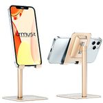 Urmust Cell Phone Stand Angle Adjustable Phone Stand for Desk Phone Holder for Office Tablet Stand Compatible for iPhone 13 12 11 Pro Max X Xr 8 Plus 7 6(Gold)