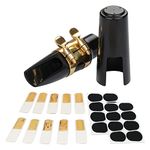 21 Pcs Alto Saxophone Mouthpiece Kit - Includes Metal Ligature 2.5 Reeds Cushions Pads and Plastic Cap