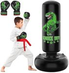 JUOIFIP Larger Stable Dinosaur Punching Bag for Kids, 66" Tall Sports Kids Teens Inflatable Punching Bag with Boxing Gloves, Gifts for Boys & Girls Age 5-12 for Practicing Karate, Taekwondo, MMA