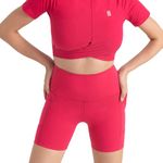 HUNNIT Cycling Shorts for Women, Pink | High Waisted Cycling Shorts with 2 Side Pockets| 4 Way Stretch | Moisture Wicking Fabric | Cycling Shorts for Workout, Running, Squats | Zero Transparency-XL