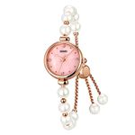 SKMEI Ladies Watch Bracelet Diamond Ladies Small Rose Gold Fashion Luxury Thin Waterproof Analog Quartz Casual Girl Wife Gift Silver Watch - 1983 (Pearl Pink)