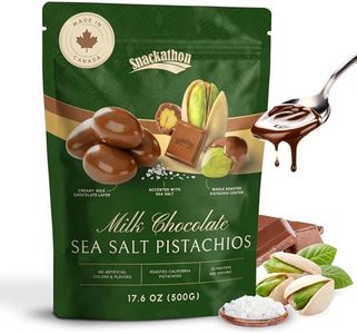 Snackathon Milk Chocolate Covered Pistachios with Sea Salt, 17.6 oz, Creamy Pistachio Milk Chocolate Indulgence, Sweet and Salty Gourmet Nut Treat, Resealable Snack Bag, Perfect Snack Pack Size