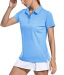 KEFITEVD Women's Summer Polo Shirt Short Sleeve Golf Tennis Top UPF 50+ Quick Dry Sport T Shirt,Waterfall Blue,M