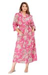 Cotton Printed Kimono Sleepwear Lingerie Cover Up Bathrobe For Girl’s & Women’s (Pink)