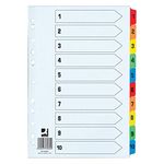 Q-Connect 1-10 Index Extra Wide Reinforced Multi-Colour Tabs KF76984