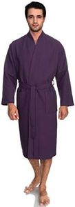 TowelSelections Mens Robe, Waffle Spa Bathrobe, Soft Kimono Bath Robe, Loganberry, Small-Medium