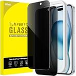 JETech Privacy Screen Protector for iPhone 15 Plus 6.7-Inch, Anti-Spy Tempered Glass Film with Easy Installation Tool, 2-Pack