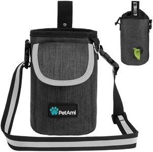 PetAmi Dog Treat Pouch, Large Pet Training Treat Pouch with Pocket, Dog Trainer Essentials Supply Holder with Poop Bag Dispenser, Training Bag for Kibbles, Toys, 3 Ways to Wear
