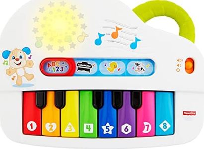 Fisher-Price Baby Toy Laugh & Learn Silly Sounds Light-Up Piano Musical Instrument with Learning Songs for Infants Ages 6+ Months​