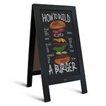 Rustic Vintage Black Wooden A-Frame Chalkboard/Sidewalk Chalkboard Sign/Large 40" x 20" Sturdy Sandwich Board/A Frame Restaurant Message Board (Classic)