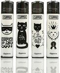 Gas refillable normal flame large lighter set of four Cats