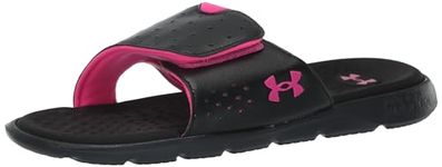 Under Armour Women's Ignite 7 Slide Sandal, (001) Black/Black/White, 8