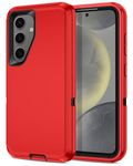 I-HONVA for Samsung Galaxy S24 Case Shockproof Dust/Drop Proof 3-Layer Full Body Protection [Without Screen Protector] Rugged Heavy Duty Durable Cover Case for Galaxy S24,Red/Black