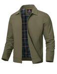 BGOWATU Men's Lightweight Jackets Light Bomber Jacket Casual Windbreaker Golf Work Dress Full Zip Coat Army Green XL