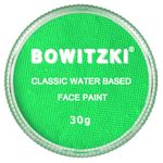 Bowitzki 30g Professional Face Paint Body Paint Water Based Face painting Makeup Safe for Kids and Adults Split Cake Single Color Halloween Christmas - Light Green