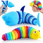 Fidget Toys Slug ,Sensory Slug Fidget Toy for Kids ,Toddler Sensory Toys,Stress Relief Toy,ADHD & Autism Fidget Toys,Preschool Boy Girl Gifts Idea,Goodie Bag Stuffers(Shark and Caterpillar)