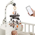 TUMAMA Mobile Toy for cot Crib Baby 0-3 - 6-9 - 12 Months, high-Contrast Crib Toy with Night Light with Projector, Music and White Noise, Black and White Hanging Plush Animal Toys