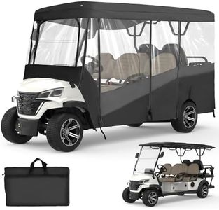 KEMIMOTO Golf Cart Enclosure, 6 Passenger Golf Cart Rain Cover, 600D Waterproof Driving Enclosure with Clear PVC Windshield for Extended Roof Golf