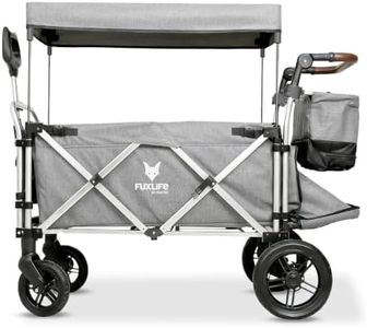 FUXLIFE Bollerwagen FX-CTL950 Premium Grau - Premium faltbar • Kinder Transportwagen mit Sonnendach • gepolsterter Innenraum & 5-Punkt-Gurte • gefederte Räder • kompakt klappbarer Handwagen