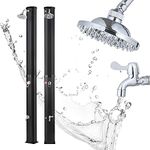 Strattore Solar Shower Garden Shower 35 L Outdoor Max 60 °C - with Shower Head, Garden hose connection and Foot Shower - Rain Shower - Swimming Poolside Heated Shower - Sunny in Black