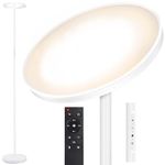 OUTON Floor Lamp Modern, LED Torchiere Lamp 30W 3000LM, Tall Standing Lamp with 4 Color Temperatures, Stepless Dimmable, Remote and Touch Control, 1 Hour Timer for Living Room Bedroom, White