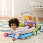 Amazon Brand - Supples 2 in 1 Musical Baby Play Gym with Convertible Walker | Push Walker with Play Piano, Lights, Rattles & Tummy Time Mat for Babies & Toddlers | in The Wild
