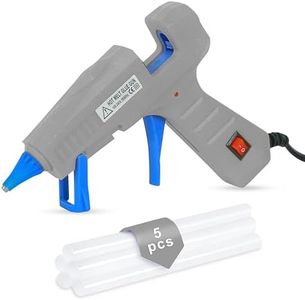 GLUN® Glue Gun 30 Watt with 7mm 5 Pieces Glue Sticks 6 inch Transparent, Gray Colour Metal Outlet Point ON/Off Switch Button, LED Indicator, Glue Sticks for Craft and DIY Works