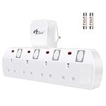 Hulker Extension Plug, Extension Socket 4 Outlets, Plug Adapter, Socket Plugs, Wall Plug Adapter, UK Plug Switched Socket 4 Way, Turn 1 into 4, Power Extension Adapter without Cable