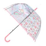 MY PARTY SUPPLIERS Clear Bubble Umbrellas with Unicorn Transparent Dome Umbrella Auto Open Windproof for Kids (1 pcs Random Prints)