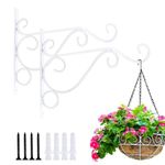 PRIME KRAFTS Pack of 2 Wall Mounted Hanging Plant Bracket for Indoor and Outdoor Decoration | Metal Bracket Hanger for Flower Basket, Wind Chimes, Bird Feeders and Lantern (RNG - White)