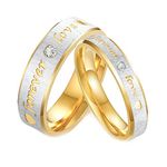 Beydodo Promise Rings for Men and Women, Forever Love Ring with Cubic Zirconia Size R 1/2 and P 1/2 Stainless Steel Rings for Couples