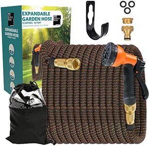 Supply Cube 50FT Expandable Garden Hose - Flexible Garden Hose with 8 Spray Modes - Anti-Leak Retractable Hose Pipe with 3/4 in. Brass Connector - Multi-Purpose Expanding Hose Pipe - Black & Orange