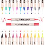 Acrylic Paint Markers,Paint Pens Paint Markers,24 Colors Dual Tip Water Based Paint Pens With Brush Tip and Fine Tip for Rock Painting,Wood,Plastic,Canvas,Paint Markers For DIY Crafts Art Supplies